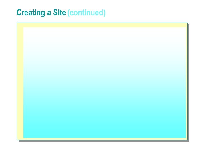 Creating a Site (continued) 