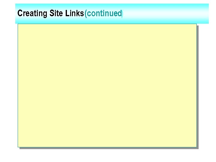 Creating Site Links (continued) 