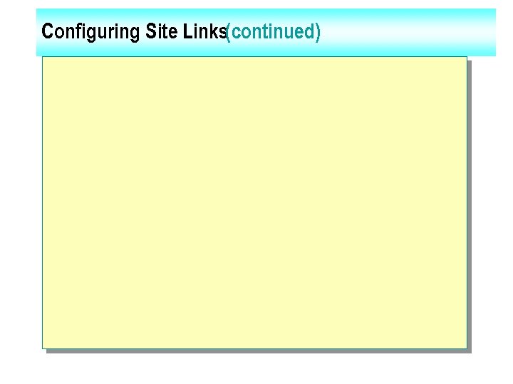 Configuring Site Links(continued) 