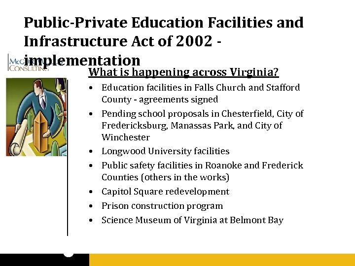 Public-Private Education Facilities and Infrastructure Act of 2002 implementation What is happening across Virginia?
