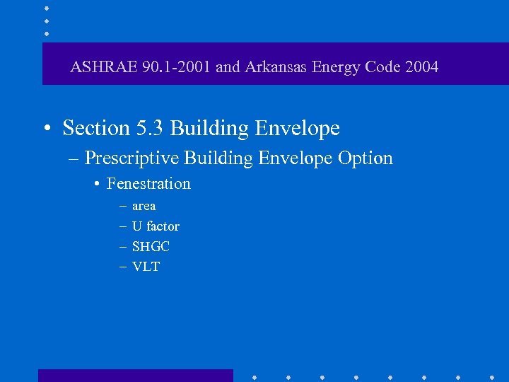 ASHRAE 90. 1 -2001 and Arkansas Energy Code 2004 • Section 5. 3 Building
