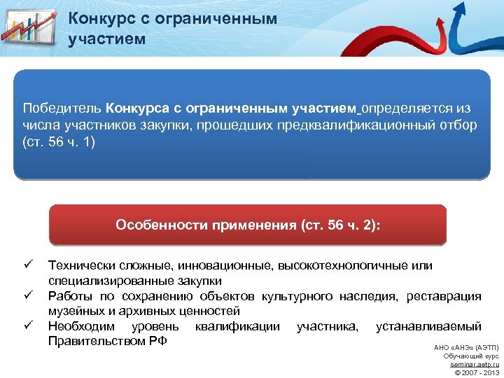 Конкурс с ограниченным участием Победитель Конкурса с ограниченным участием определяется из числа участников закупки,