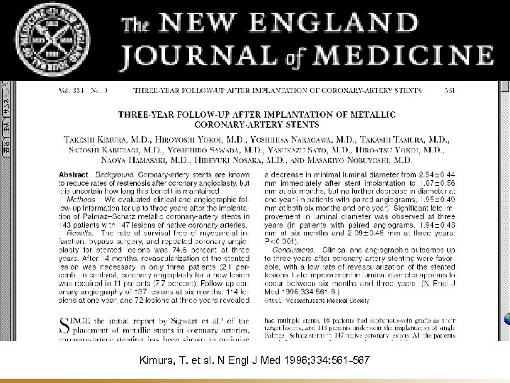 2005/04/14 Kimura, T. et al. N Engl J Med 1996; 334: 561 -567 第