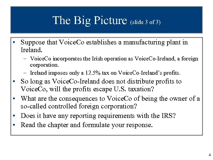 The Big Picture (slide 3 of 3) • Suppose that Voice. Co establishes a