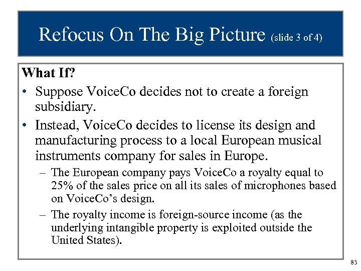Refocus On The Big Picture (slide 3 of 4) What If? • Suppose Voice.