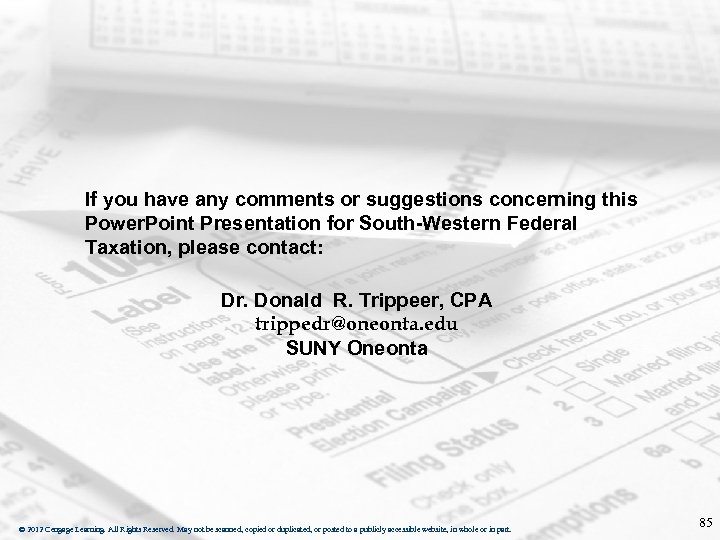 If you have any comments or suggestions concerning this Power. Point Presentation for South-Western