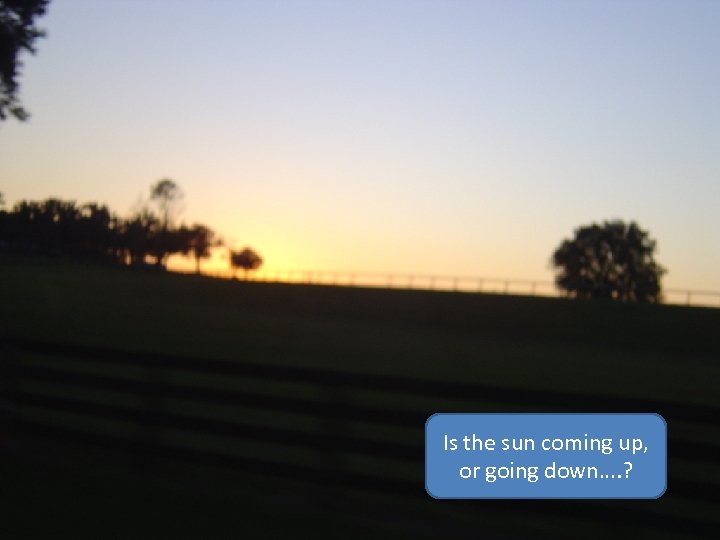 Is the sun coming up, or going down…. ? 
