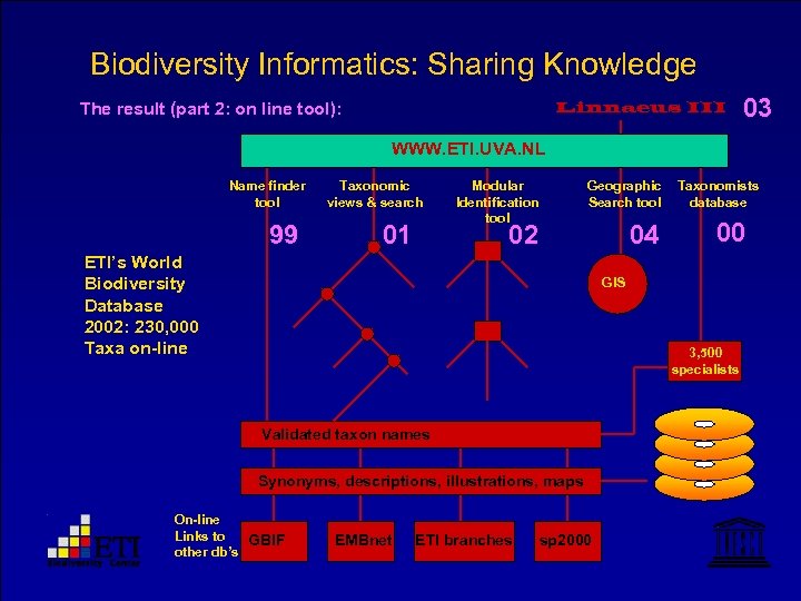 Biodiversity Informatics: Sharing Knowledge Linnaeus III The result (part 2: on line tool): 03