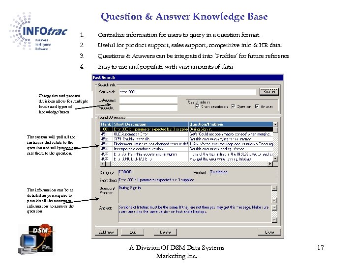 Question & Answer Knowledge Base 1. Centralize information for users to query in a
