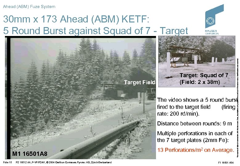 Ahead (ABM) Fuze System Target Field Target: Squad of 7 (Field: 2 x 38