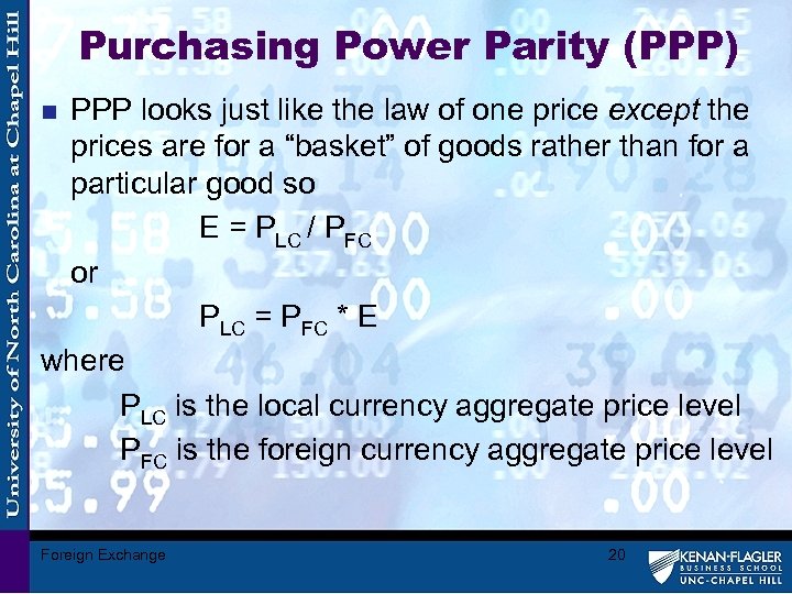 Purchasing Power Parity (PPP) PPP looks just like the law of one price except