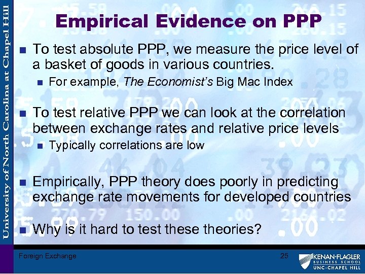 Empirical Evidence on PPP n To test absolute PPP, we measure the price level