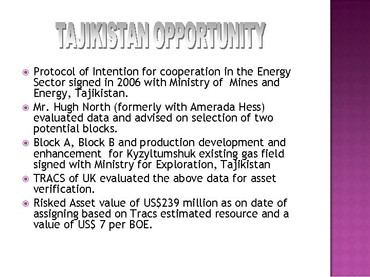  Protocol of Intention for cooperation in the Energy Sector signed in 2006 with