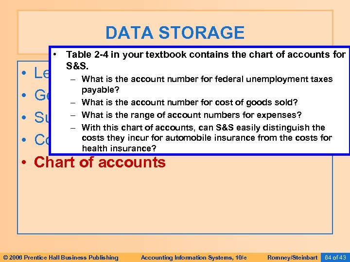 DATA STORAGE • • • Table 2 -4 in your textbook contains the chart