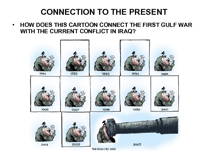 CONNECTION TO THE PRESENT • HOW DOES THIS CARTOON CONNECT THE FIRST GULF WAR