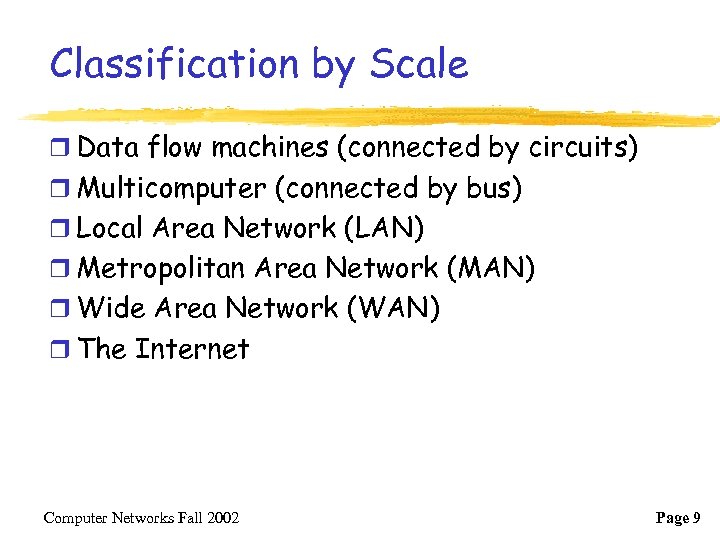 Classification by Scale r Data flow machines (connected by circuits) r Multicomputer (connected by
