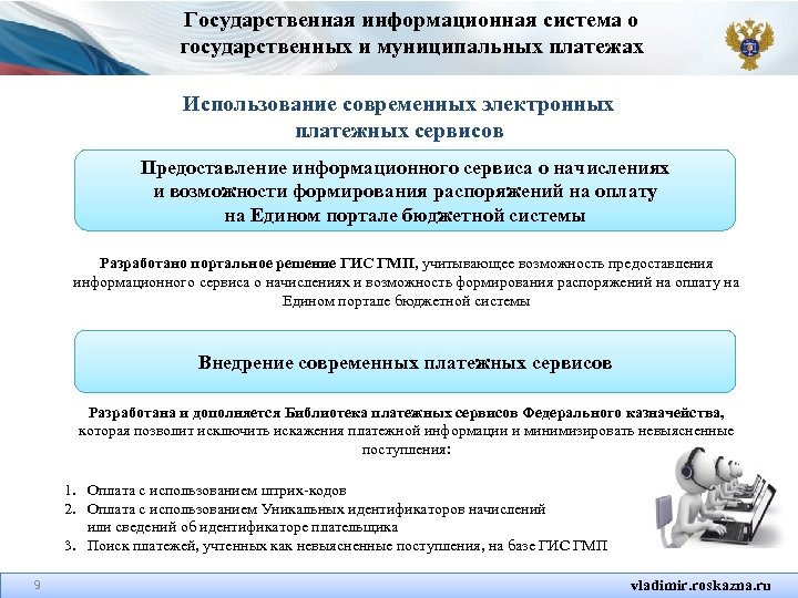 Государственная информационная система о государственных и муниципальных платежах Использование современных электронных платежных сервисов Предоставление