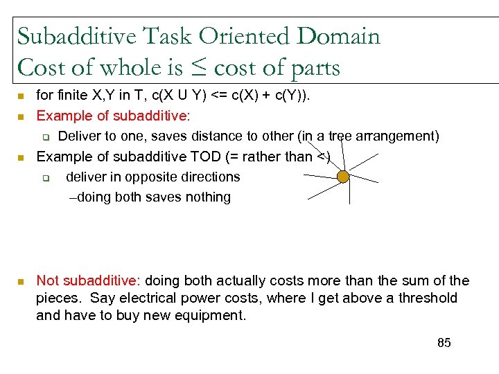 Subadditive Task Oriented Domain Cost of whole is ≤ cost of parts n n