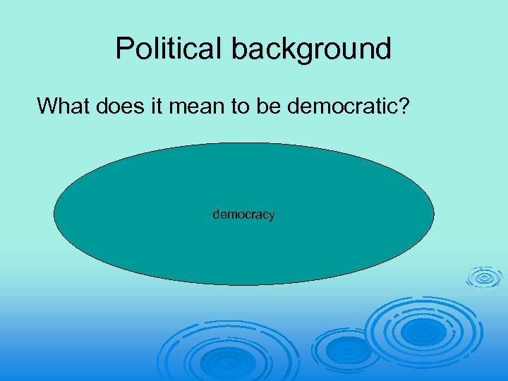 Political background What does it mean to be democratic? democracy 