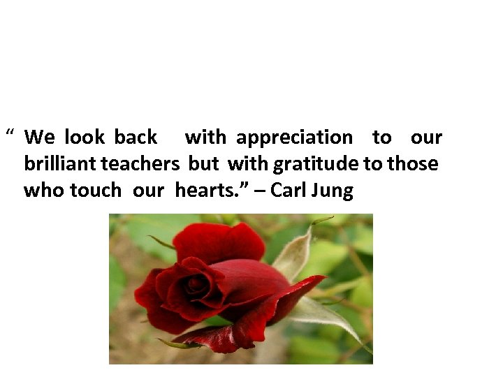 “ We look back with appreciation to our brilliant teachers but with gratitude to