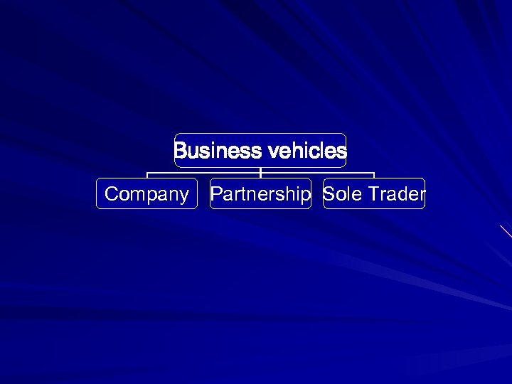 Business vehicles Company Partnership Sole Trader 