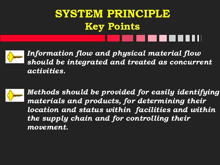 SYSTEM PRINCIPLE Key Points Information flow and physical material flow should be integrated and
