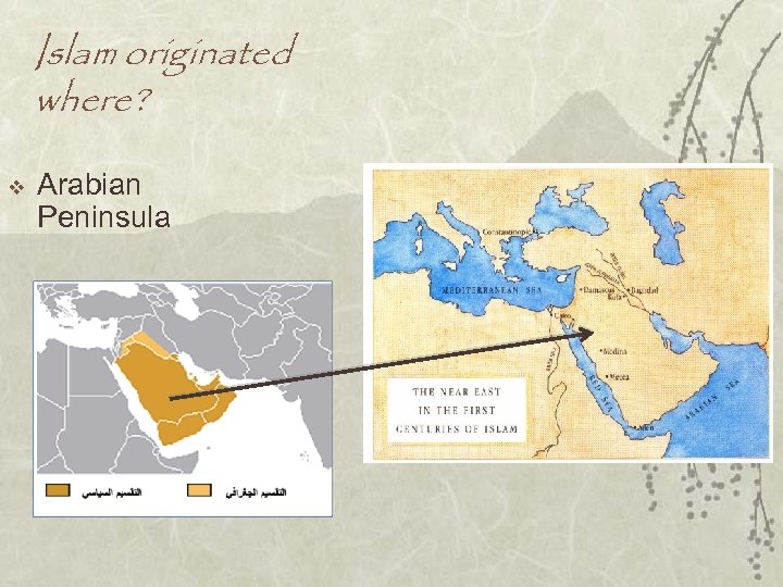 Islam originated where? v Arabian Peninsula 