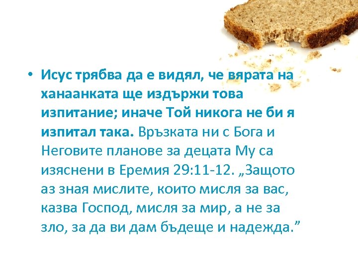  • Исус трябва да е видял, че вярата на ханаанката ще издържи това