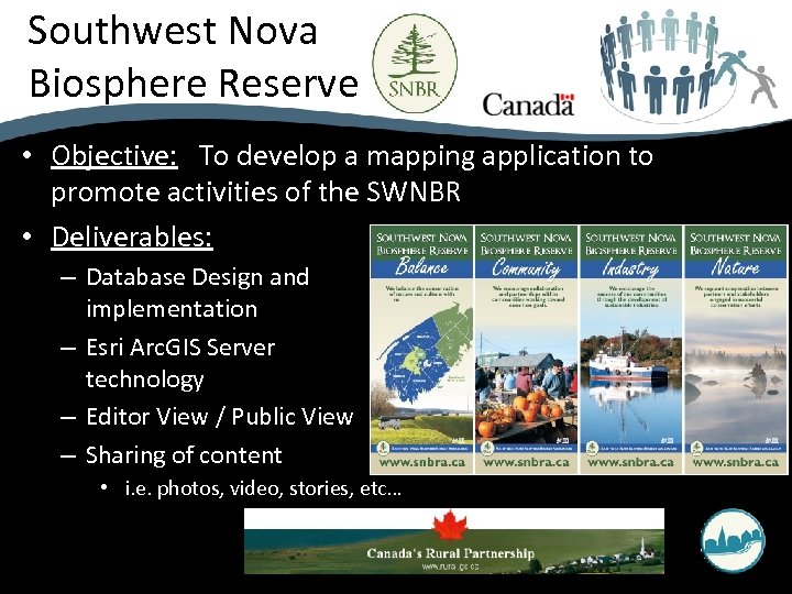 Southwest Nova Biosphere Reserve • Objective: To develop a mapping application to promote activities