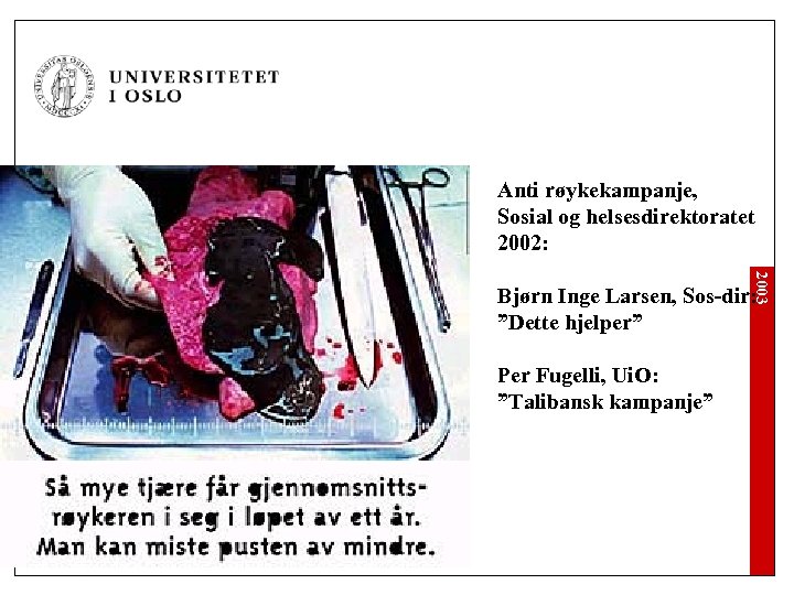 Anti røykekampanje, Sosial og helsesdirektoratet 2002: 2003 Bjørn Inge Larsen, Sos-dir: ”Dette hjelper” Per