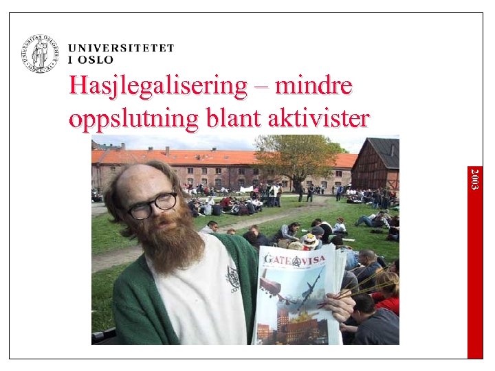 Hasjlegalisering – mindre oppslutning blant aktivister 2003 