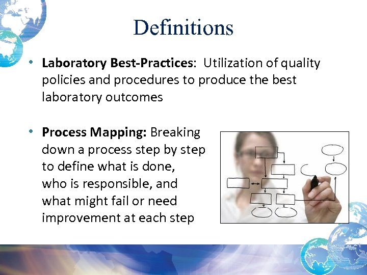 Definitions • Laboratory Best-Practices: Utilization of quality policies and procedures to produce the best