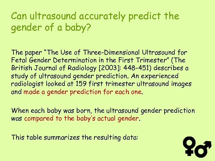 Can ultrasound accurately predict the gender of a baby? The paper “The Use of