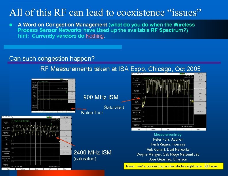 All of this RF can lead to coexistence “issues” l A Word on Congestion
