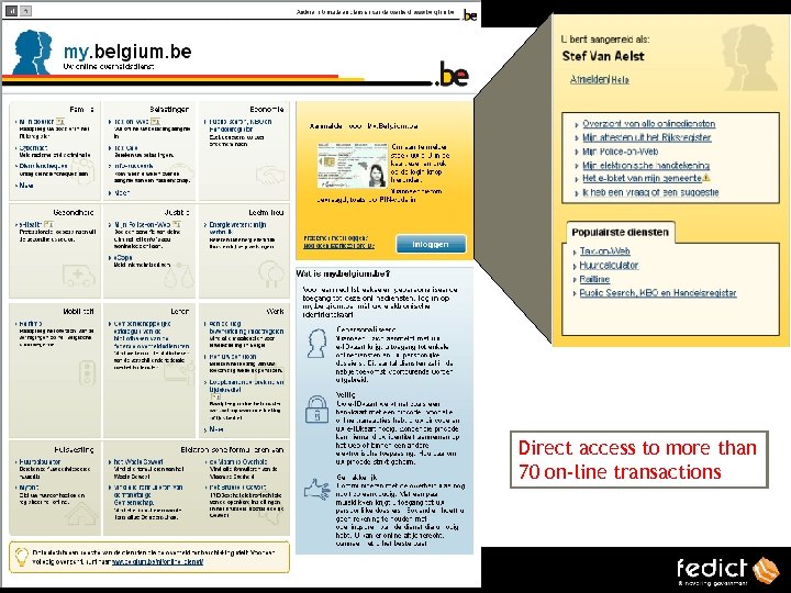 Direct access to more than 70 on-line transactions 05/05/2009 | Bruxelles 