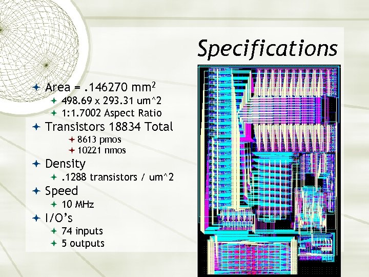 Specifications Area =. 146270 mm 2 498. 69 x 293. 31 um^2 1: 1.