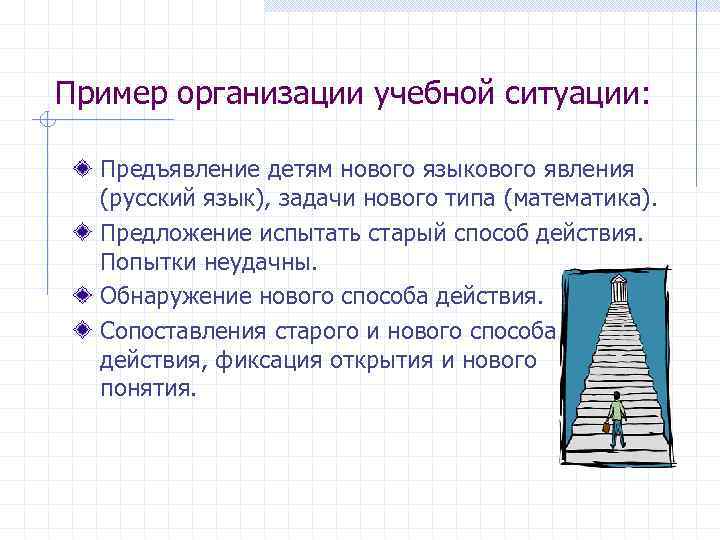 Пример организации учебной ситуации: Предъявление детям нового языкового явления (русский язык), задачи нового типа