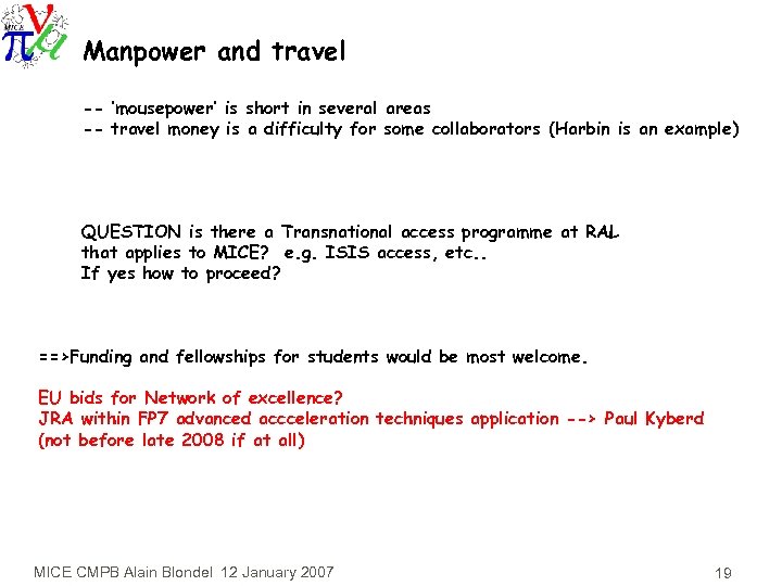 Manpower and travel -- ‘mousepower’ is short in several areas -- travel money is