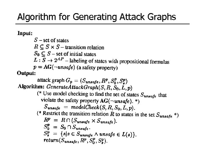 Algorithm for Generating Attack Graphs 