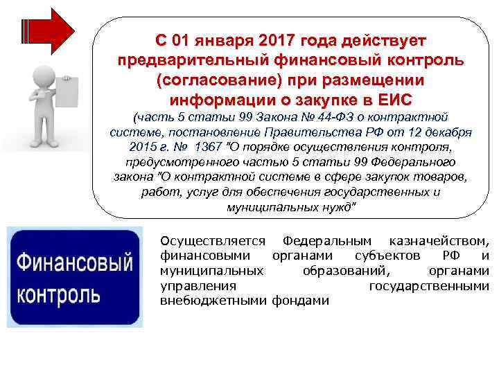 С 01 января 2017 года действует предварительный финансовый контроль (согласование) при размещении информации о