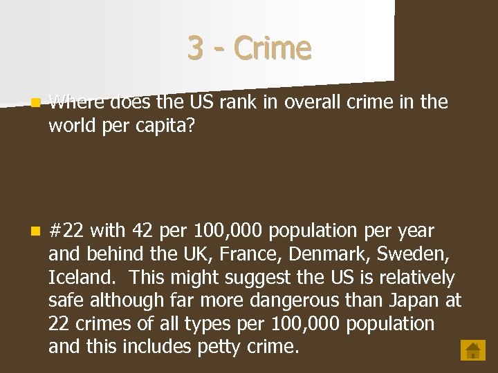 3 - Crime n Where does the US rank in overall crime in the