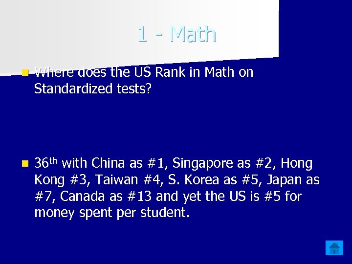 1 - Math n Where does the US Rank in Math on Standardized tests?