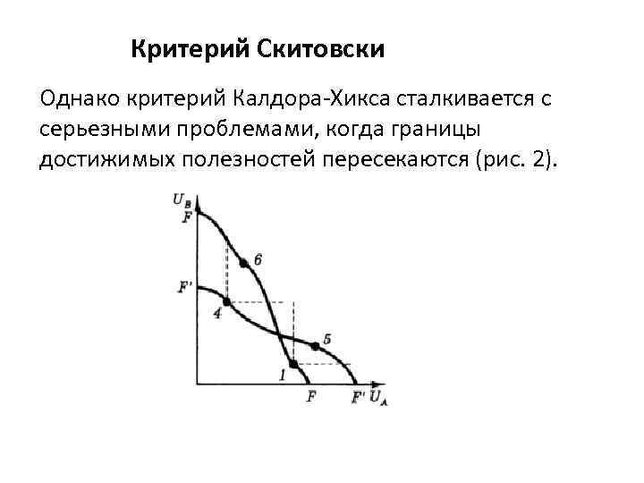 Критерий Скитовски Однако критерий Калдора-Хикса сталкивается с серьезными проблемами, когда границы достижимых полезностей пересекаются