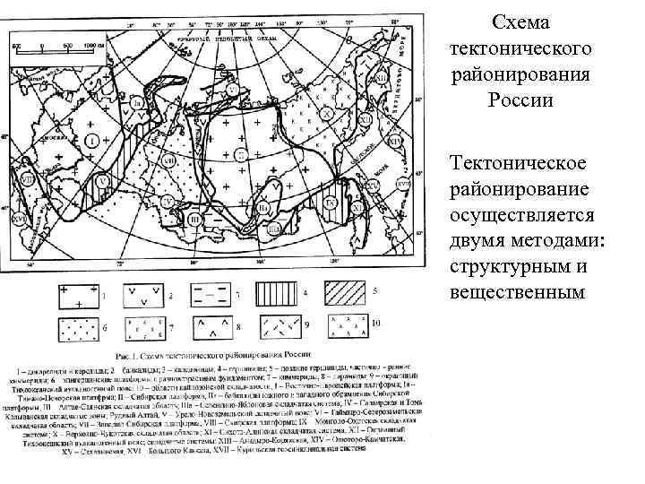 Схема тектонического районирования России • Тектоническое районирование осуществляется двумя методами: структурным и вещественным 