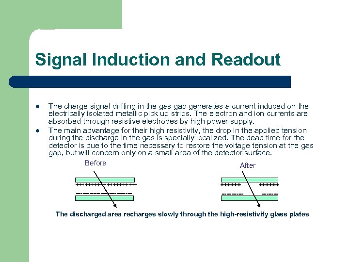 Signal Induction and Readout l l The charge signal drifting in the gas gap