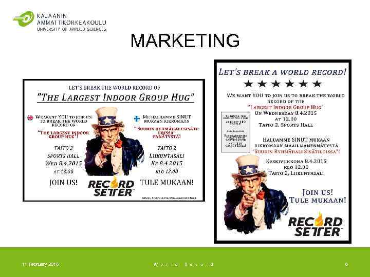 MARKETING 11 February 2018 W o r l d R e c o r