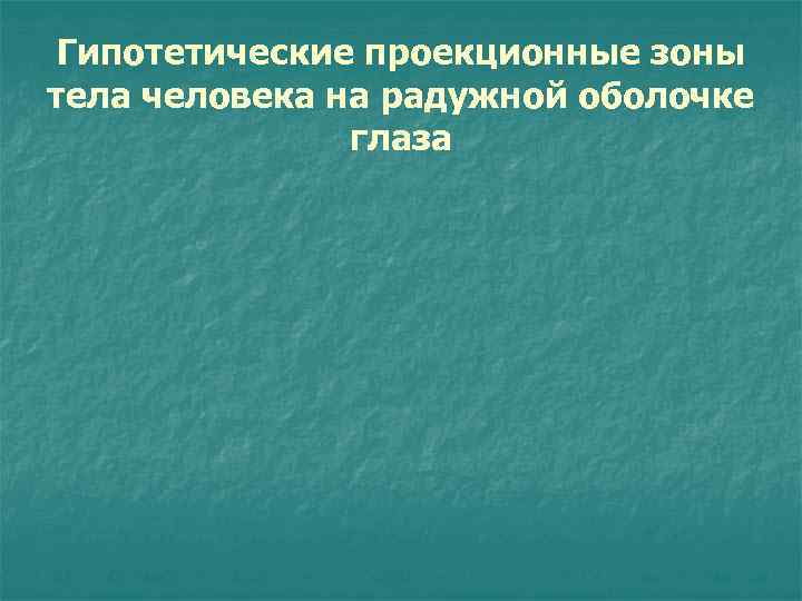 Гипотетические проекционные зоны тела человека на радужной оболочке глаза 