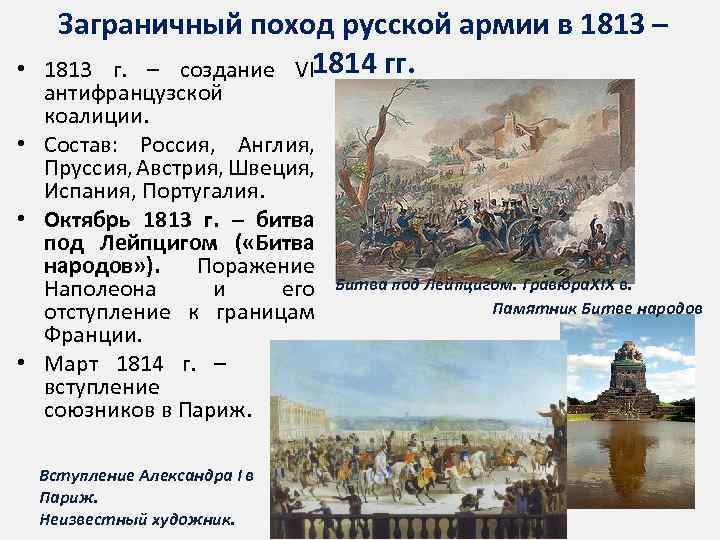 Заграничные походы 1813 1814 сражения