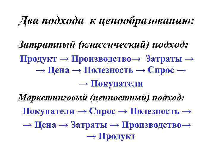 Продукт подход. Основные подходы к ценообразованию. Подходы к формированию цены. Ценностный подход к ценообразованию. Подходы к определению ценообразования.