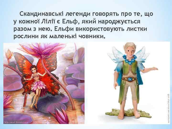 Скандинавські легенди говорять про те, що у кожної Лілії є Ельф, який народжується разом